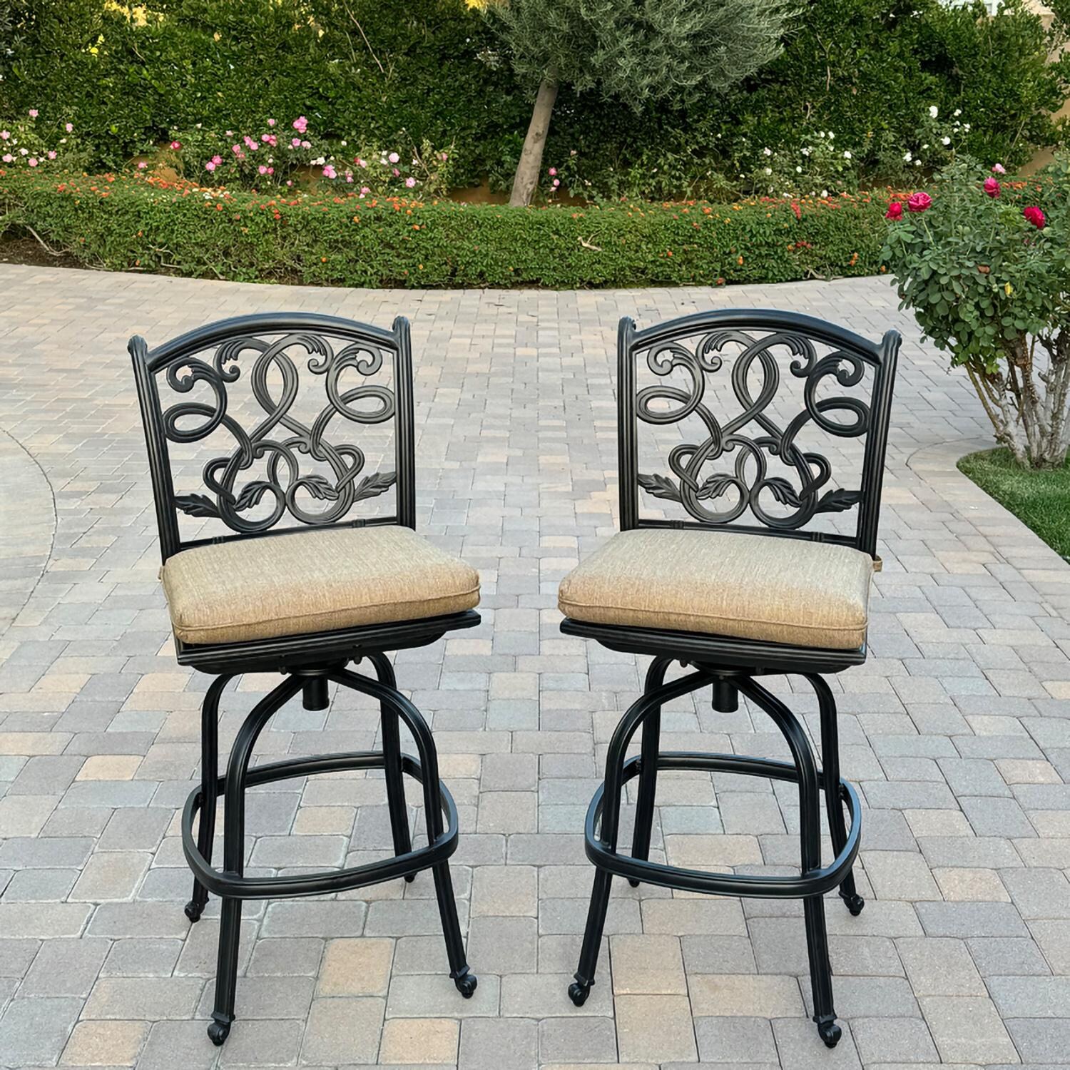 Darlee B/DL2052-5PC-50F20 Santa Monica 5 Pc Cast Aluminum Dining Set in Antique Bronze - Chairs - Lifestyle thumbnail