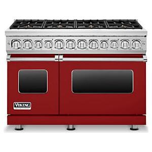 Viking Professional 7 Series 48-Inch 6 Burner Natural Gas Dual Fuel Range With Griddle - Apple Red - VDR7486GAR