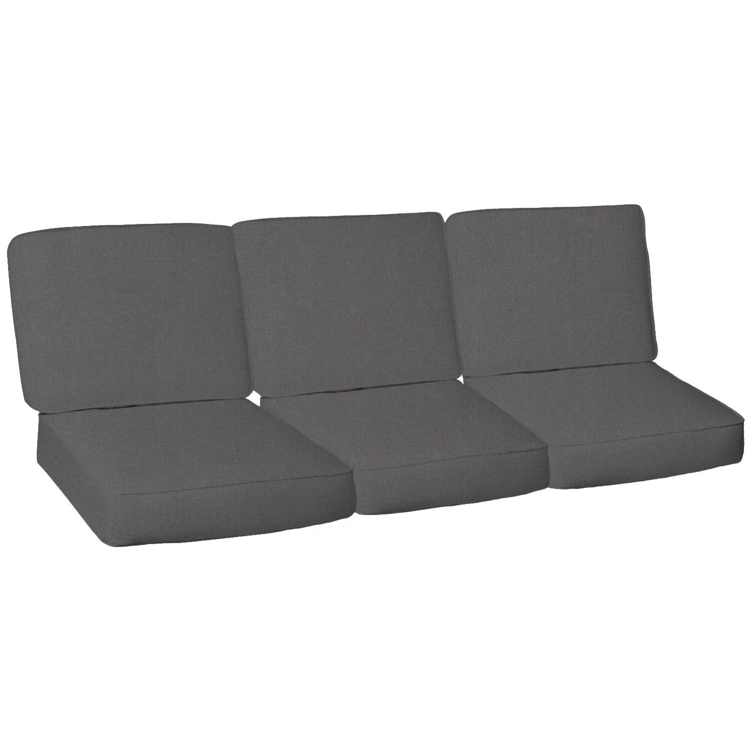 Sunbrella Canvas Charcoal 6 Piece Large Outdoor Replacement Sofa Cushion Set W/ Piping By UltimatePatio.com thumbnail