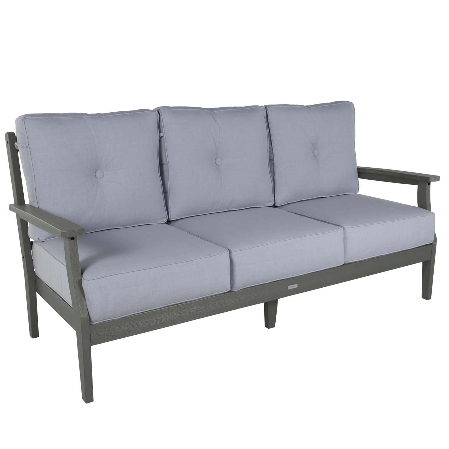 Blushing Bay 6 Pc Recycled Plastic Grand Seating Set in Bliss Dew/Coastal Teak by Lakeview Outdoor Designs - Sofa - White Background thumbnail