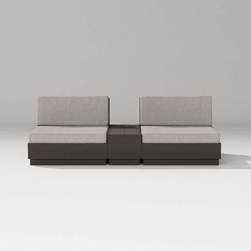 Elevate 3 Pc Recycled Plastic Club Chair Seating Set in Vintage Sahara/Weathered Tweed By PW Designer Series - White Background thumbnail