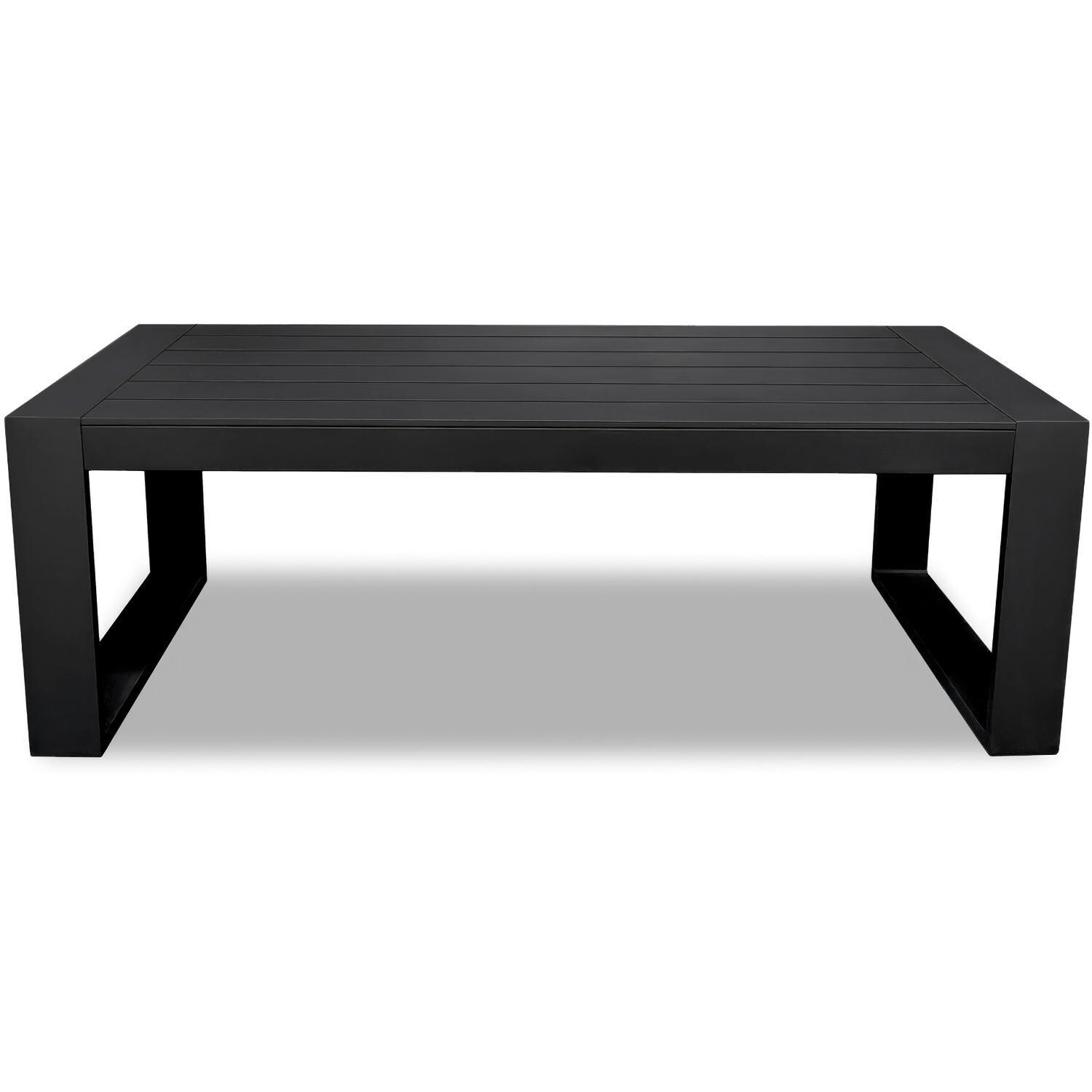 Lakeview MSTYCV-BK-3SS-IN Misty Cove 3 Pc Aluminum Seating Set in Black w/Portal Coffee Table & Spectrum Indigo Cushions by Lakeview Outdoor Designs - Table - White Background thumbnail