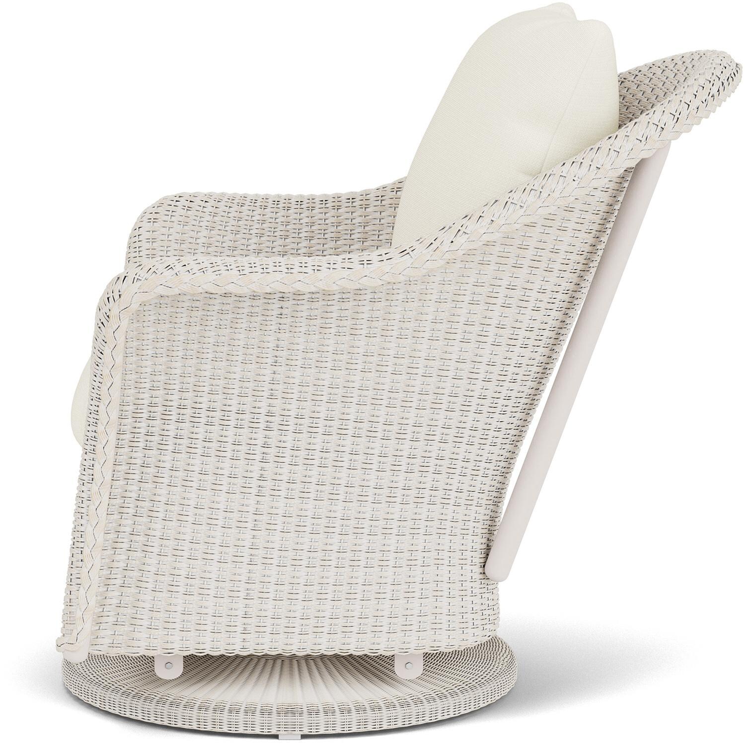 Lloyd Flanders Weekend Retreat Swivel Glider Lounge Chair in Antique White Finish W/ Sailcloth Salt Fabric - Side thumbnail