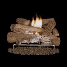 Superior Fireplaces 24-Inch Mossy Oak Gas Log Set With Outdoor Vent-Free Natural Gas Mega Flame Burner - Thermostatic On/Off Remote Control