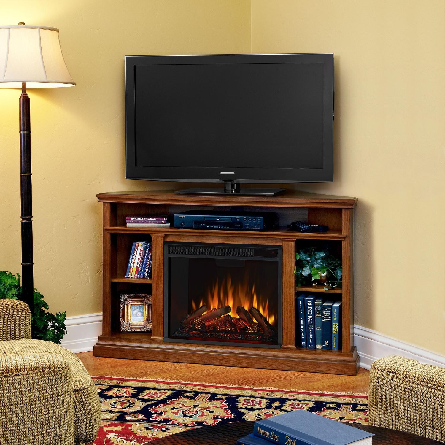 Real Flame 3750E-O Churchill 50-Inch Corner Electric Fireplace With Mantel - Oak