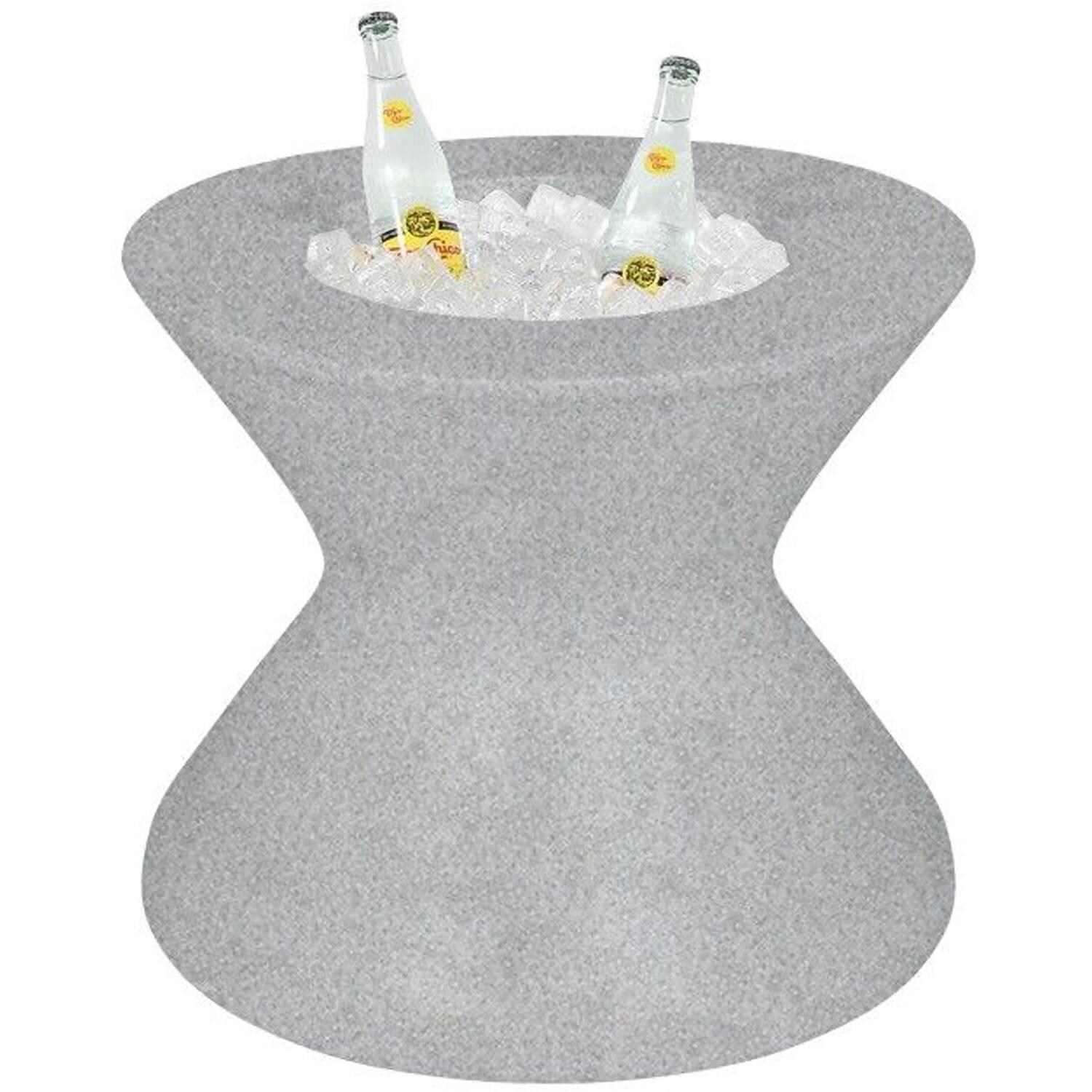 Signature 22 Inch Round Polyresin End Table w/ Ice Bucket in Granite Gray by Ledge Lounger