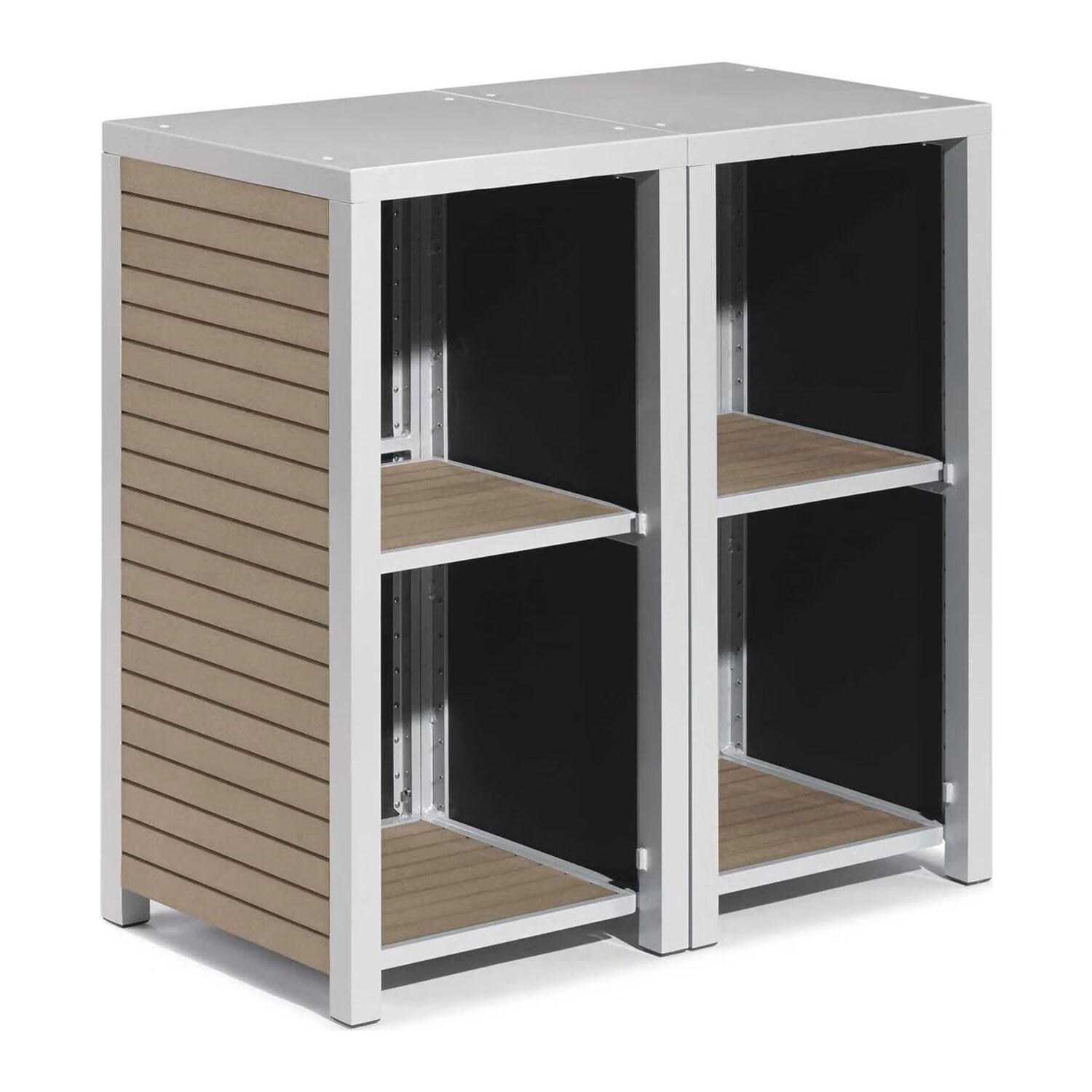 Travira 2 Pc HPL/Powder-Coated Aluminum Storage Set W/ Shelves Only in Vintage/Flint by Oxford Garden - White Background thumbnail