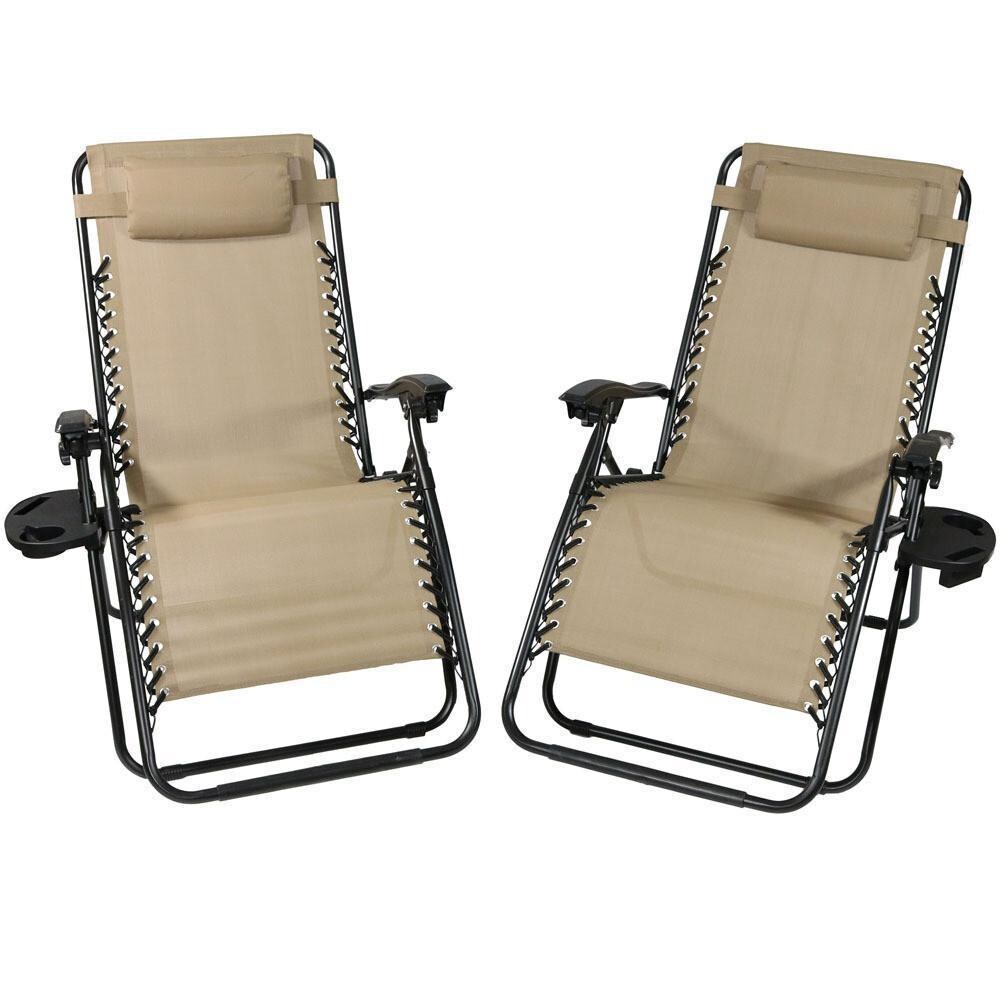 Ultimate Patio Oversized Zero Gravity Lounge Chair W/ Pillow & Cup Holder - Full Set - White Background thumbnail