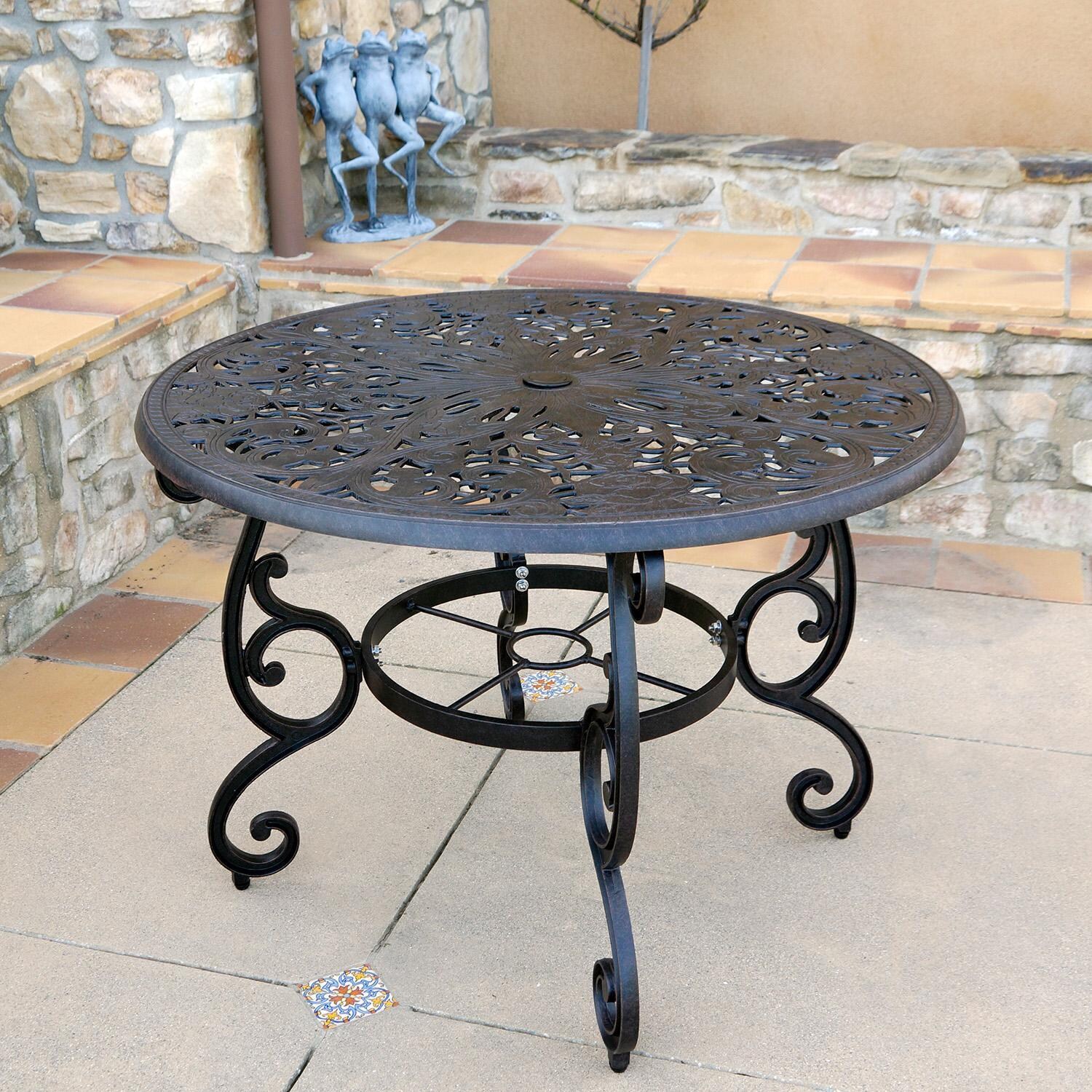 Darlee Elisabeth 5-Pc Dining Set w/ 42-Inch Round Table in Antique Bronze/Beige - Table - Lifestyle thumbnail