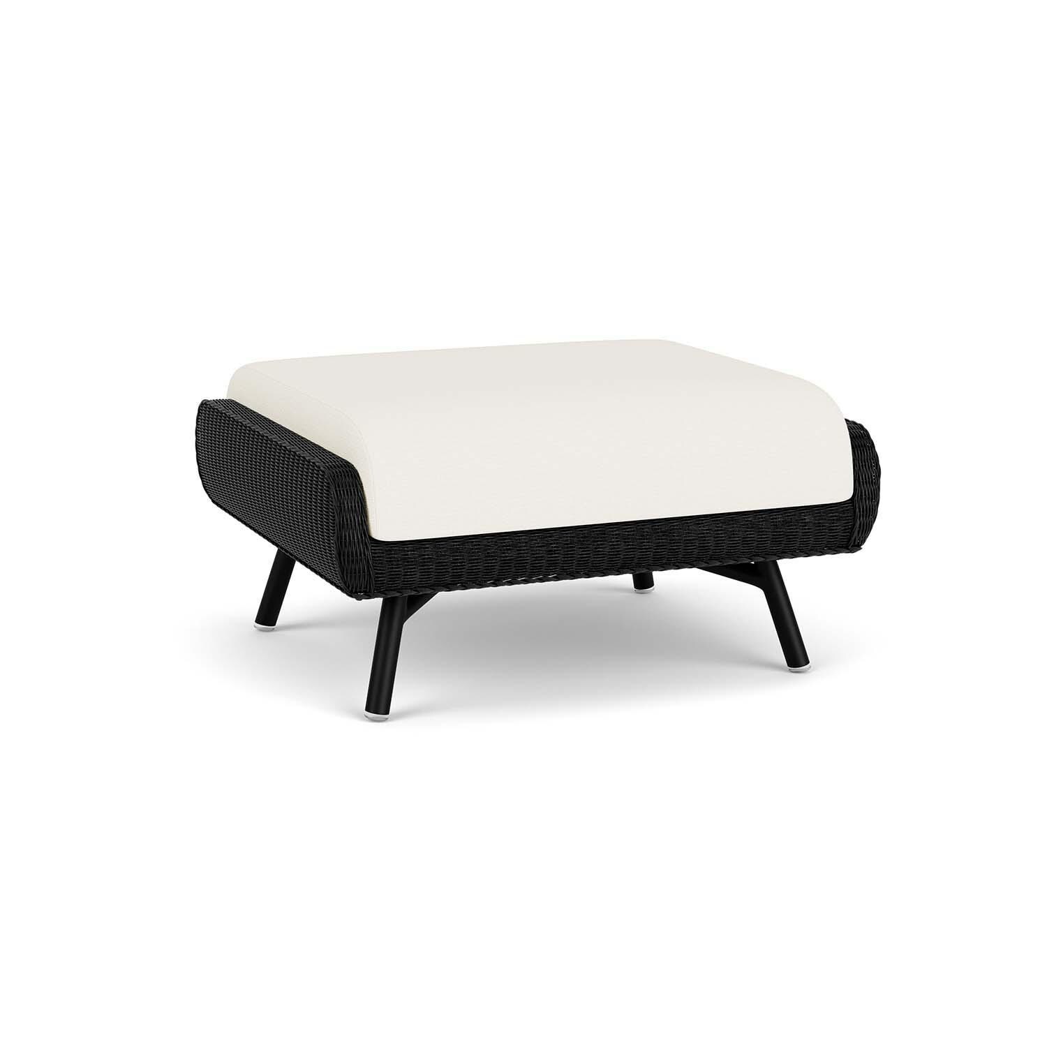 Lloyd Flanders Essence Ottoman W/Sailcloth Salt Fabric - Ebony Finish - Back Left thumbnail