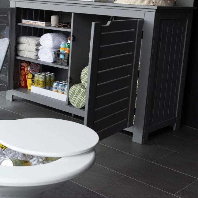 Ledge Lounger Mainstay Rectangle Bar Credenza - Cloud - Inside View (Shown in Gray) - Right - Lifestyle thumbnail