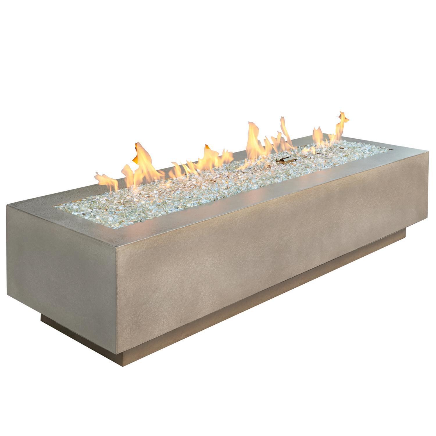 Cove 72 Inch Rectangular GFRC Natural Gas Fire Pit Table w/ Electronic Ignition in Natural Gray by The Outdoor GreatRoom Company - White Background thumbnail