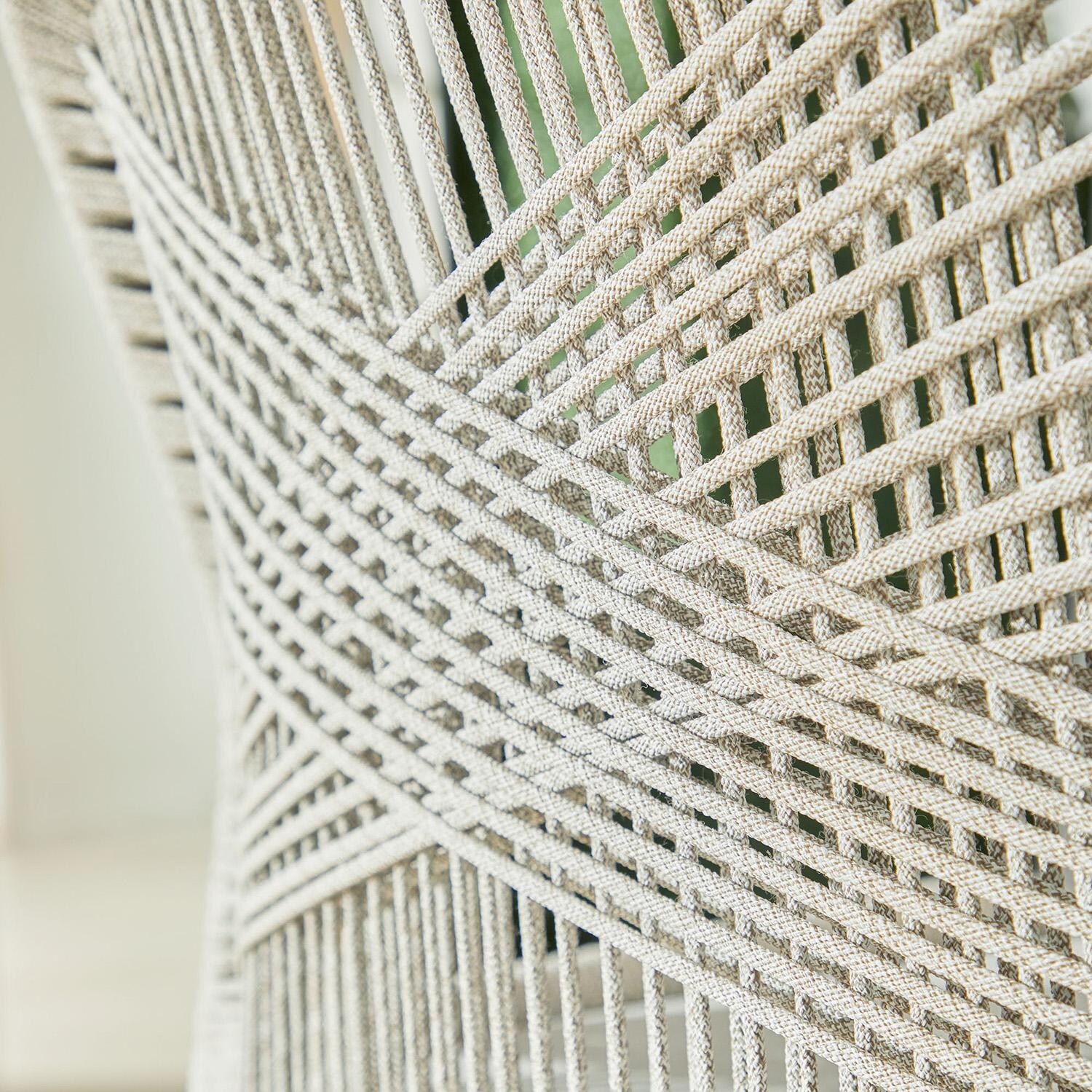 Lakeview Peninsula Way Woven Rope Bar Stool in Taupe & White - Rope Detail thumbnail