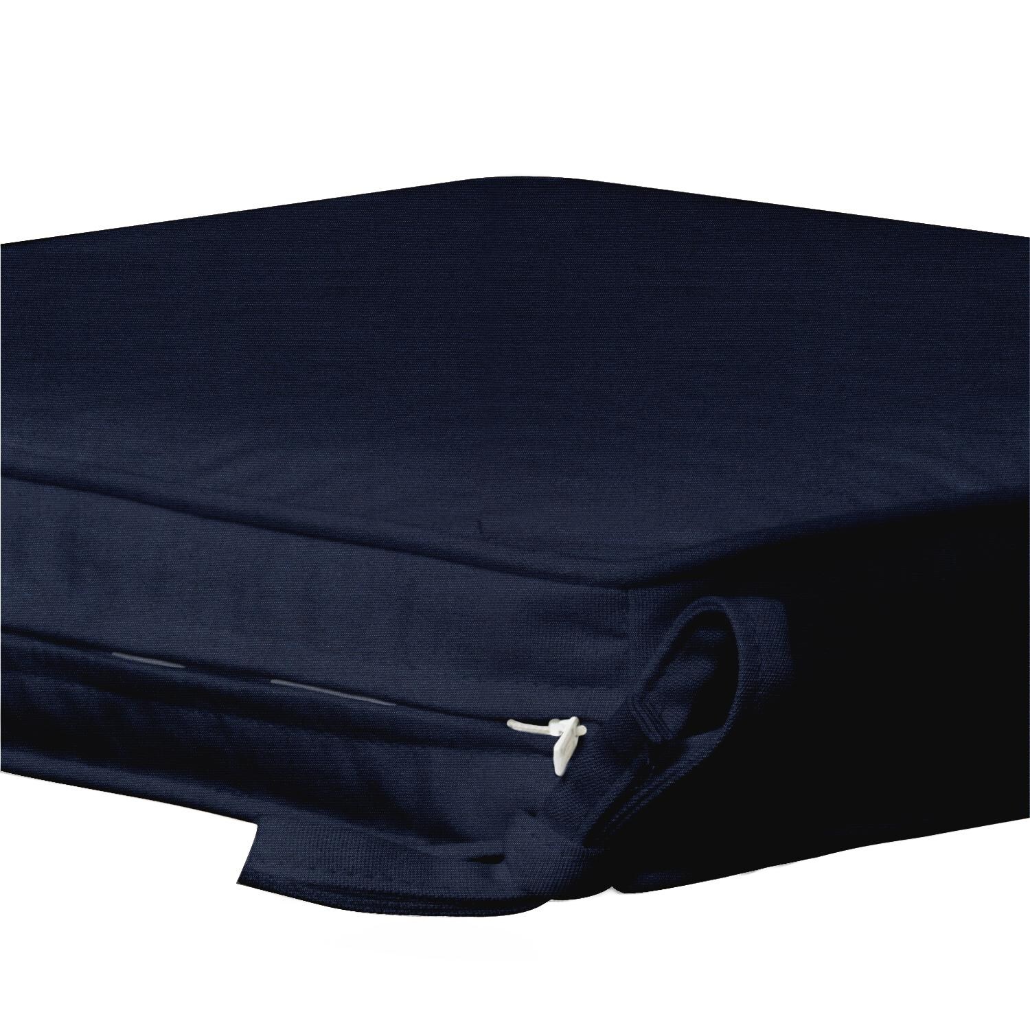 Sunbrella Canvas Navy Medium Outdoor Replacement Seat Cushion W/ Piping By UltimatePatio.com - Zipper and Tie Detail thumbnail