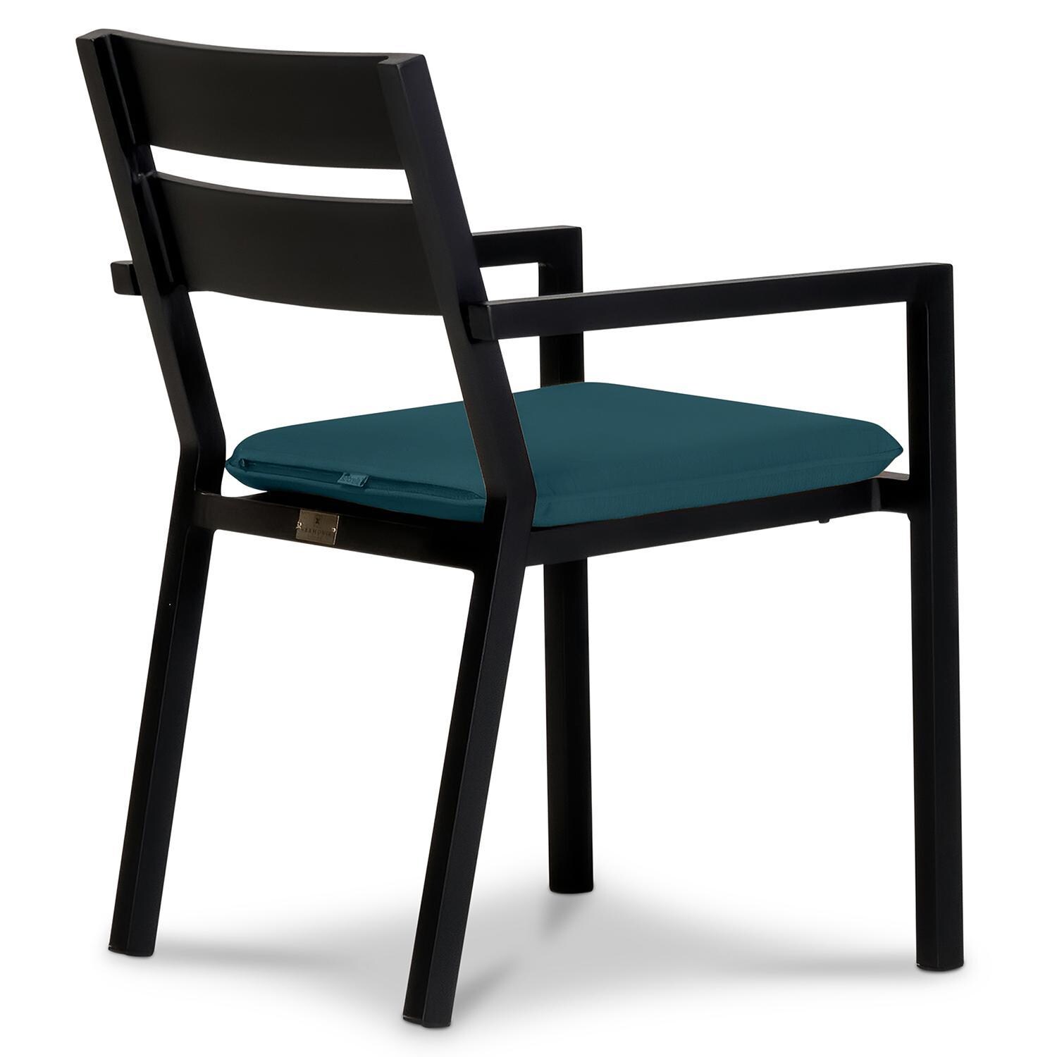 Calm Bay Aluminum Dining Arm Chair in Black/Spectrum Peacock by Lakeview Outdoor Designs - Angle - White Background thumbnail