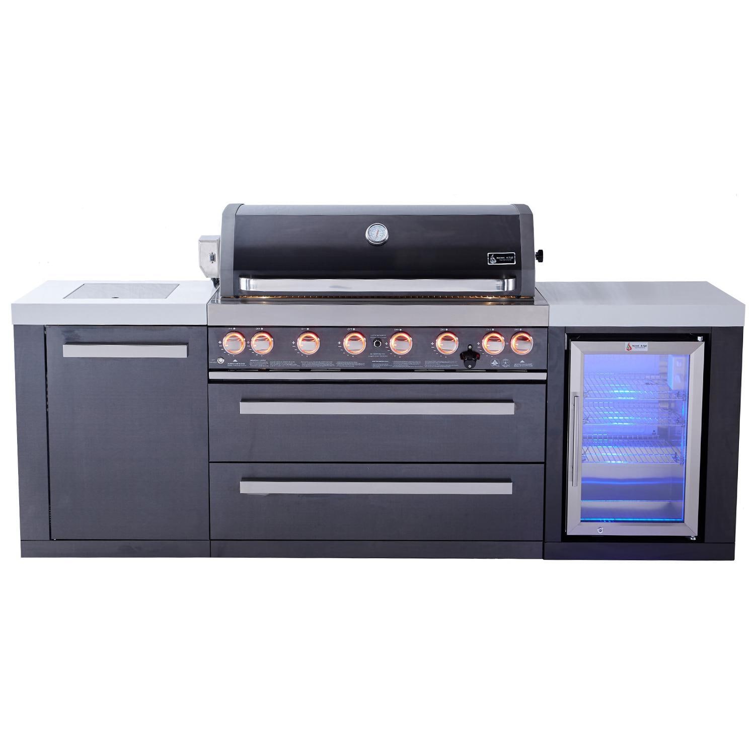 Mont Alpi - MAi805-BSSFC - Black Stainless Propane Gas Island Grill - Knobs Turn Red When On - White Background thumbnail