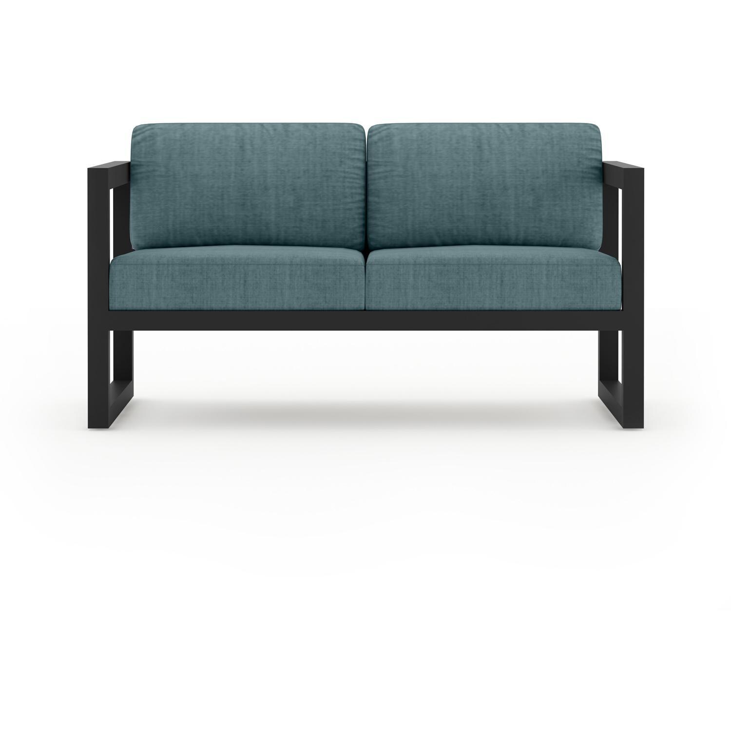 Lakeview MSTYMAS-BK-4SS-CL Misty Cove 4 Pc Aluminum Seating Set in Black w/Loveseat & Cast Lagoon Cushions by Lakeview Outdoor Designs - Loveseat - White Background thumbnail