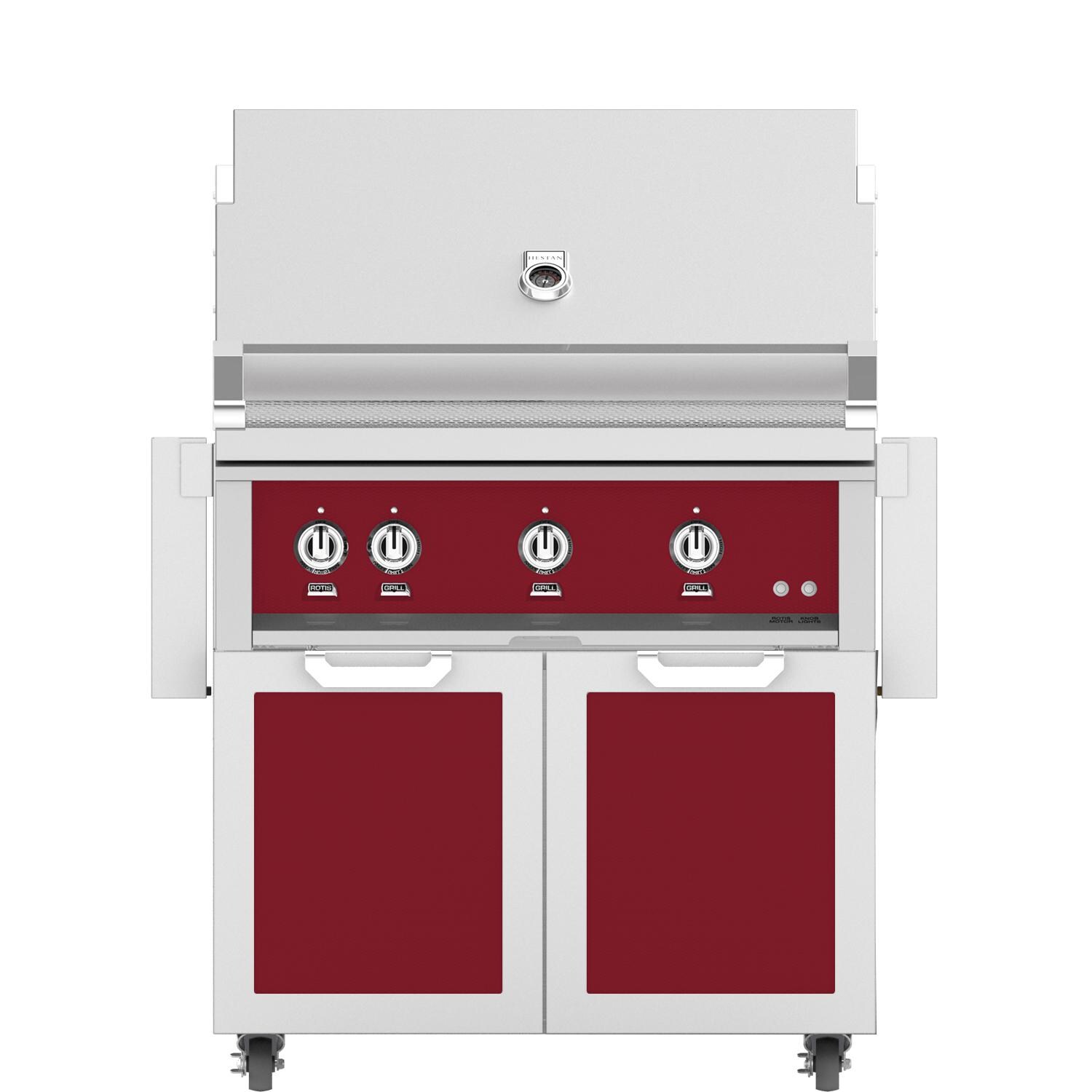 Hestan 36-Inch Freestanding Propane Gas Grill W/ Sear Burner & Rotisserie On Double Door Tower Cart - Tin Roof - GMBR36-LP-BG thumbnail