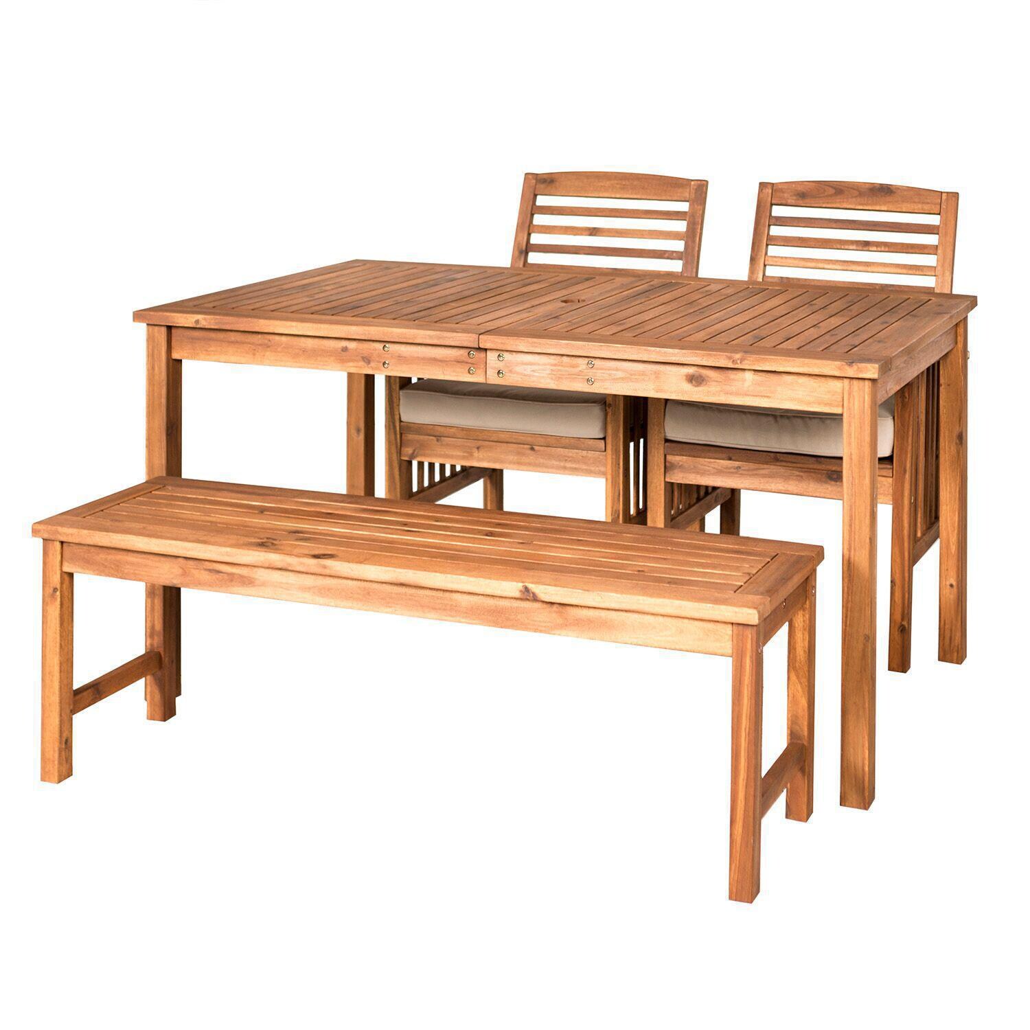 Ultimate Patio Horizon Way 4 Piece Brown Acacia Patio Dining Set - Angled View thumbnail