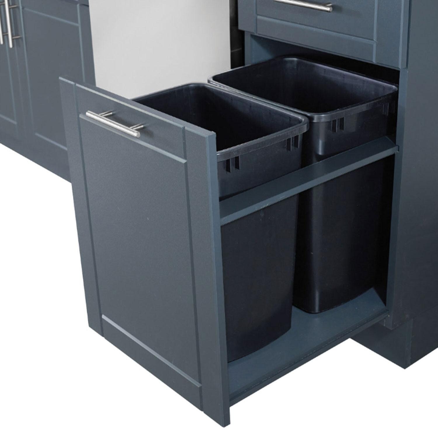 Bull Myrtle Beach DuraBull 8 Ft Outdoor Kitchen Island w/ Angus 30-in Propane Grill, Refrigerator, & Trash Bin in Symphony Blue Galaxy/White Granite - Trash Bin - Shown in Symphony Blue finish - White Background thumbnail
