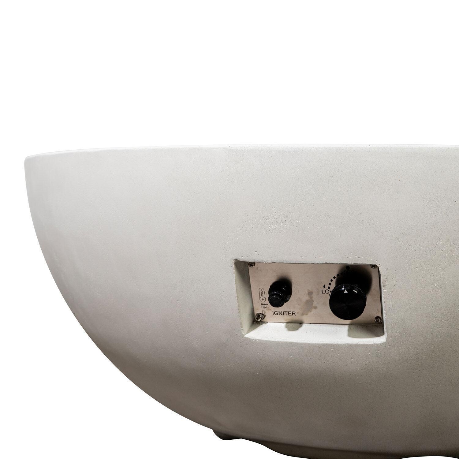 Glenwood 42-in Round Concrete Natural Gas Fire Pit w/ Push Button Ignition in White by Lakeview Outdoor Designs - Burner Switch - Detail thumbnail