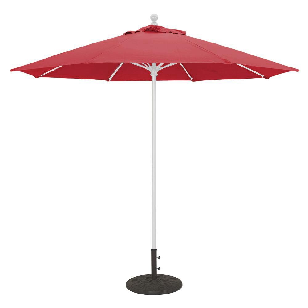Galtech 9 Ft. Octagonal Aluminum Patio Umbrella W/ Manual Lift - White Frame W/ Jockey Red Sunbrella Fabric (Umbrella Base Not Included) thumbnail