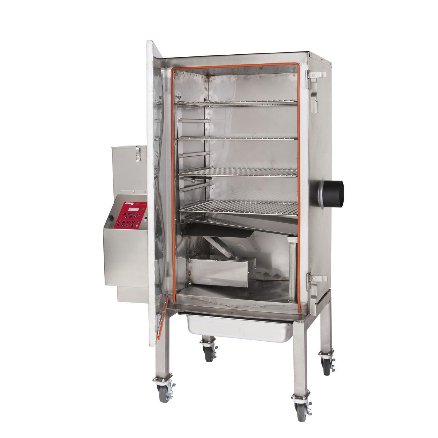 Cookshack FEC100 Fast Eddys By Cookshack Pellet BBQ Smoker - Open Angled View thumbnail