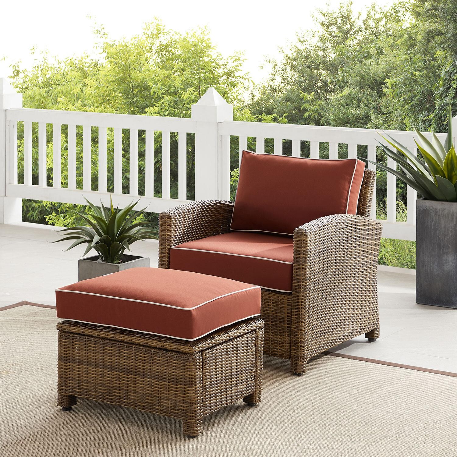 Branchwood 2 Pc Wicker Seating Set in Weathered Brown/Sangria by Ultimate Patio