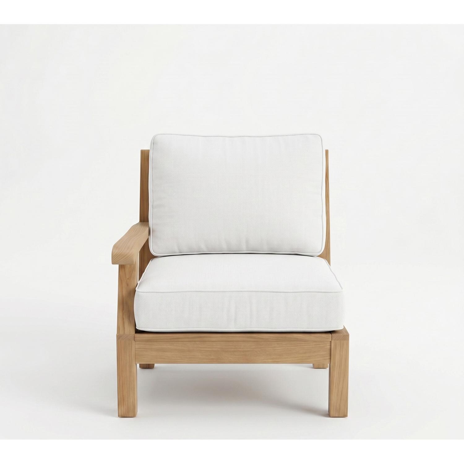 Royal Teak Collection MIA1LW Miami Teak Left Arm Chair w/ Sunbrella Cushions in Canvas Natural - Left Arm Chair - White Background thumbnail