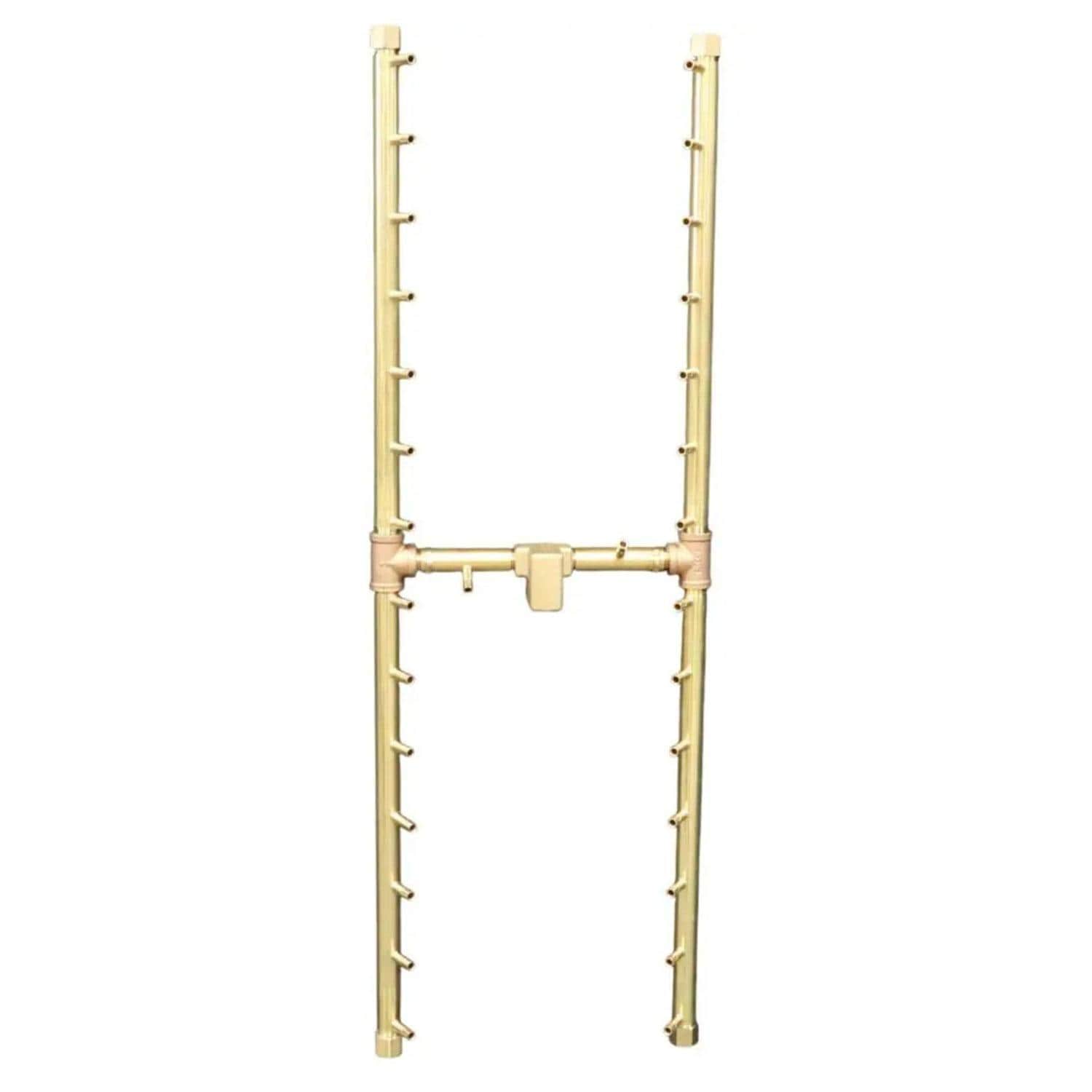 Warming Trends 42 X 14 1/2 H-Style Brass Natural Gas/Propane Burner w/ 56 x 25-in Plate & Double Flex Line Kit - White Background thumbnail