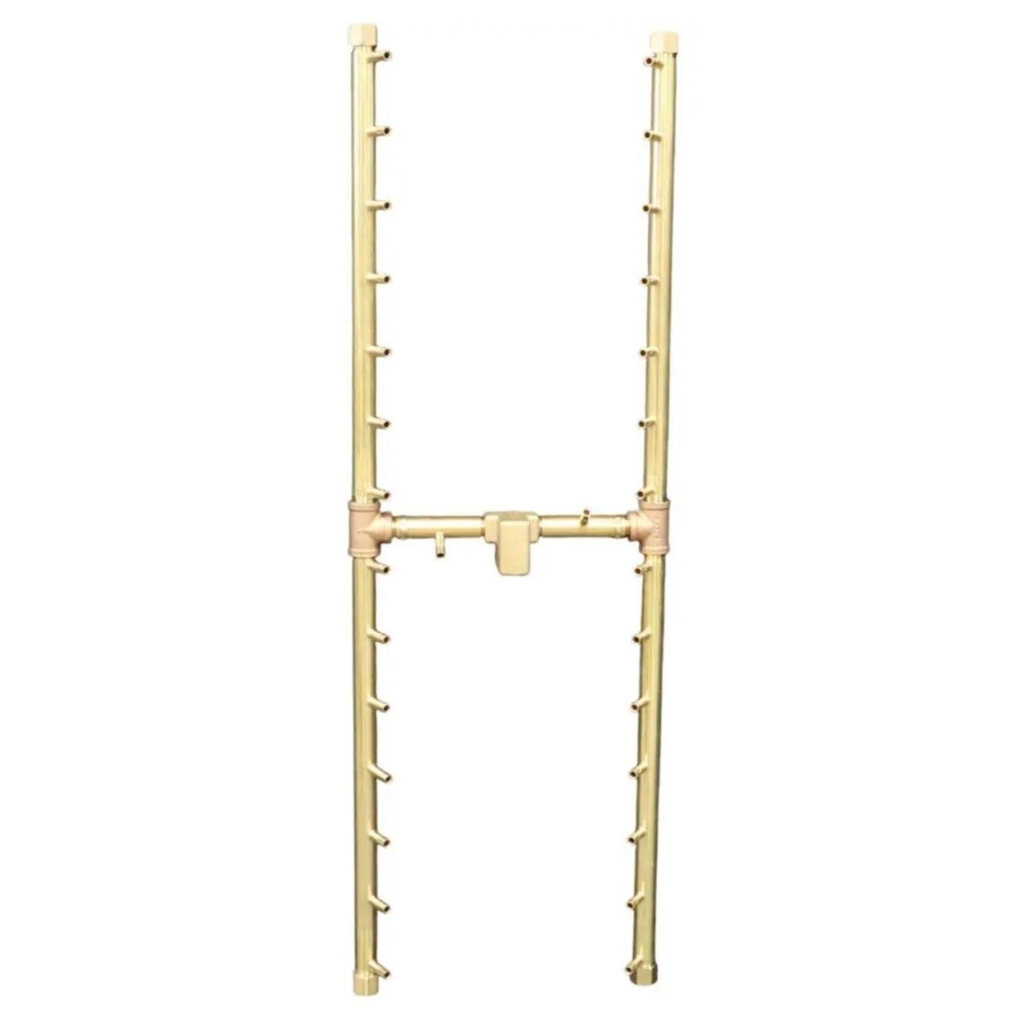 Warming Trends 42 X 14 1/2 H-Style Brass Natural Gas/Propane Burner w/ 56 x 25-in Plate & Double Flex Line Kit