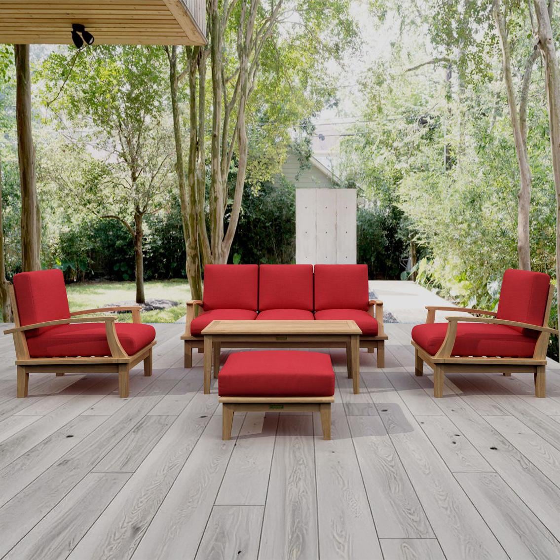Lakeview Outdoor Designs Wistow Lane 5 Pc Teak Seating Set in Jockey Red by - LV-SET-632