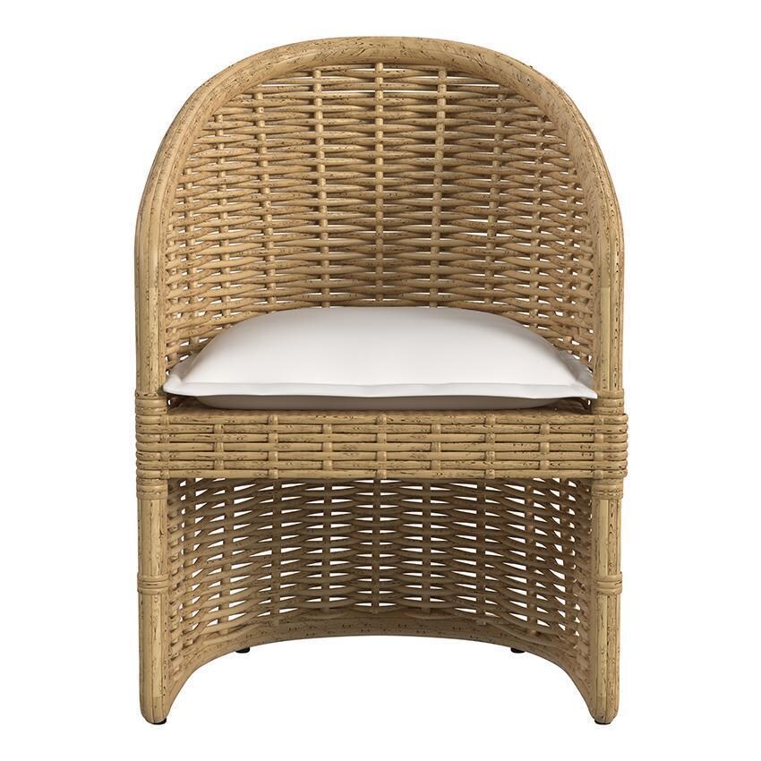 Playa 7 Pc Resin Wicker Patio Dining Set By Sunset West - Wicker Dining Arm Chair - Front View - White Background thumbnail