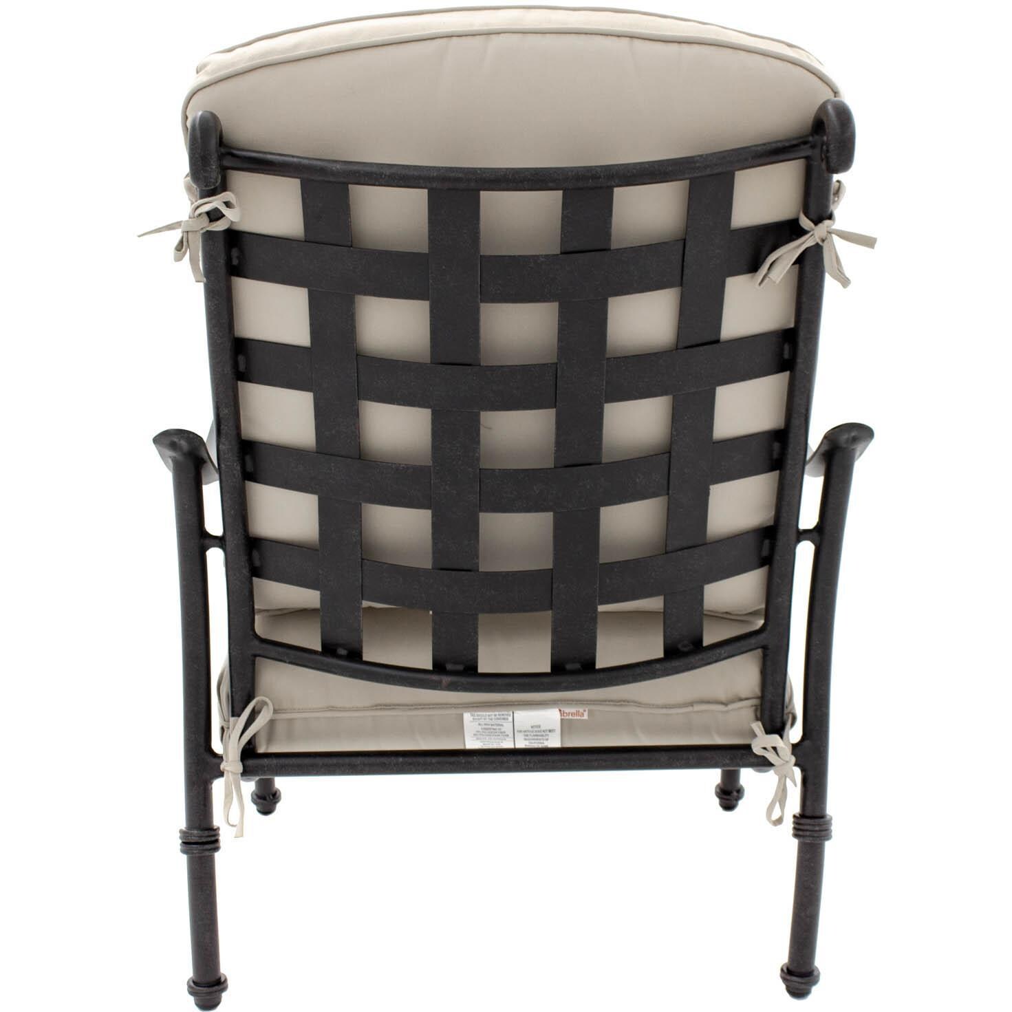 Elysian Aluminum Patio Bar Stool W/ Sunbrella Canvas Antique Beige Cushion - Scroll Detail thumbnail