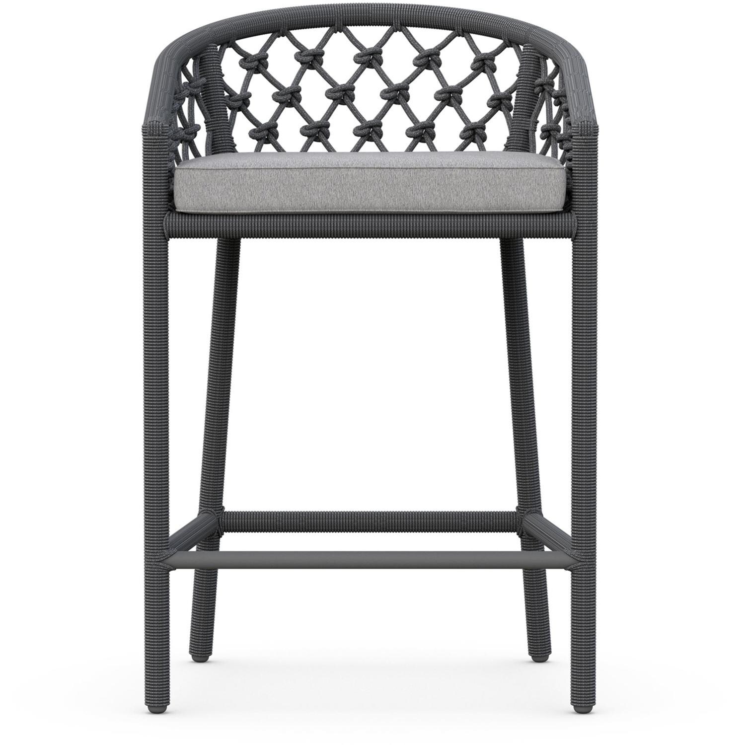 Azzurro Living Amelia Woven Rope Counter Stool in Ash/Fog - Front - White Background thumbnail