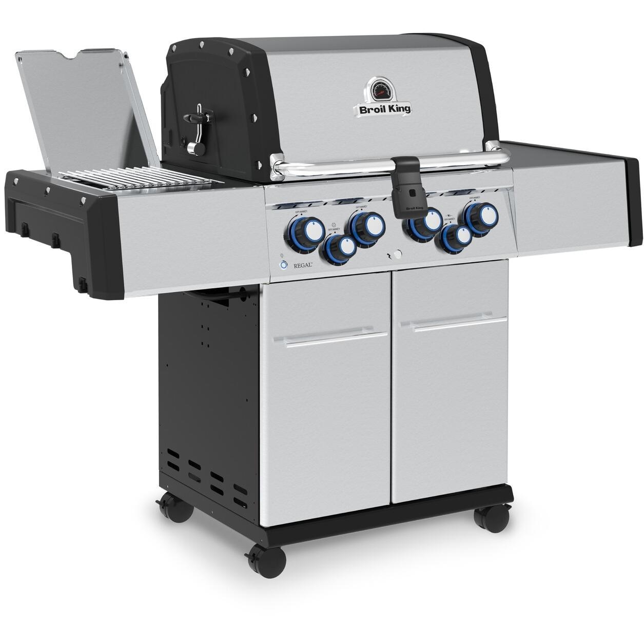 Broil King 956944 Regal S490 PRO IR 25-Inch Propane Grill - Open From Left - White Background thumbnail