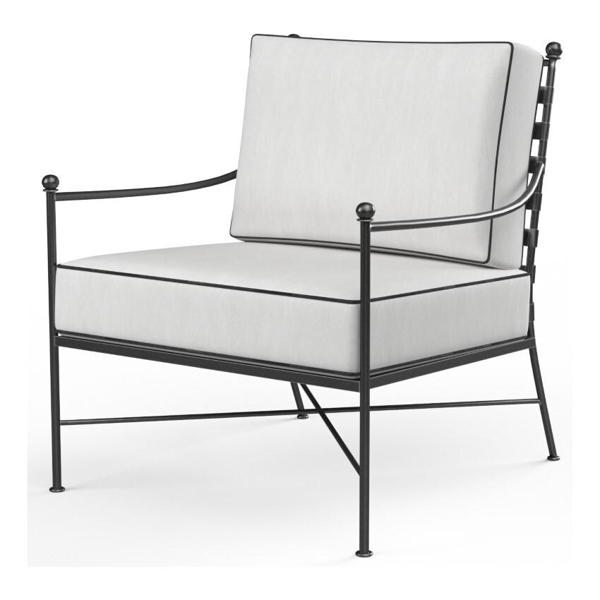 Provence Wrought Iron Club Chair in Pewter/Canvas Natural by Sunset West