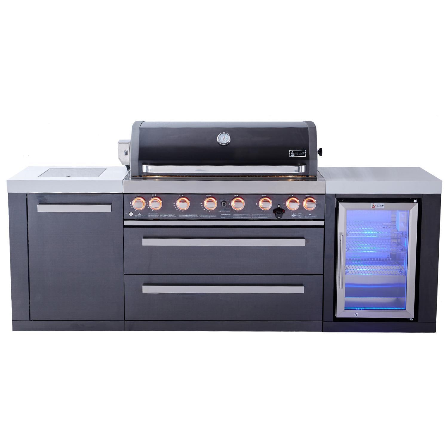 Mont Alpi Black Series 8 Ft Natural Gas Outdoor Kitchen Island w