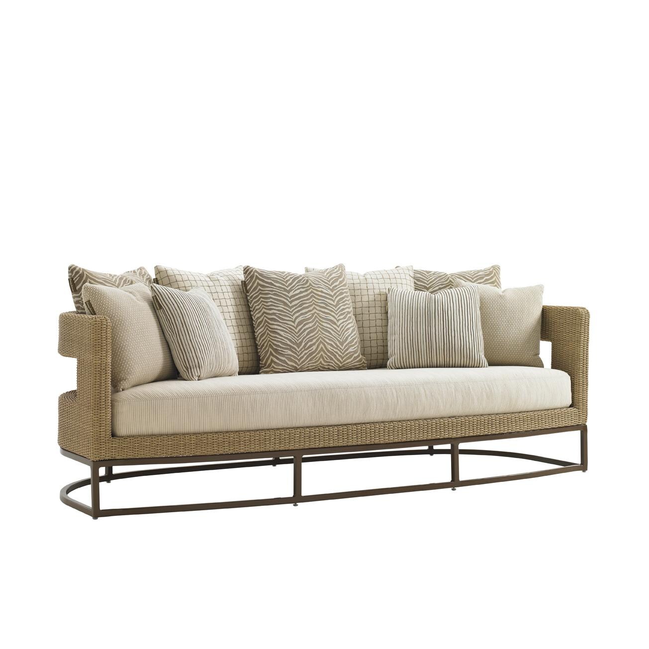 Aviano Wicker Patio Scatterback Sofa W/ Sunbrella Fabric By Tommy Bahama