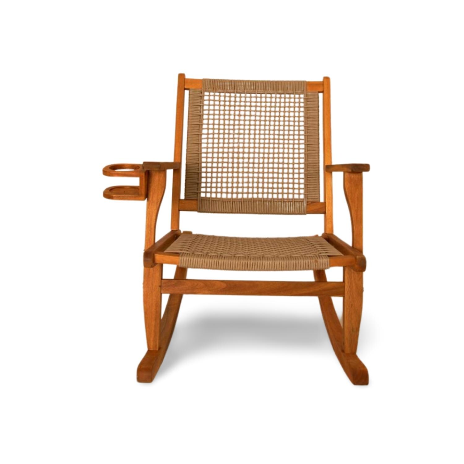Crewview Outdoor Rocking Chair with Beverage Holder by Ultimate Patio - Front - White Background thumbnail
