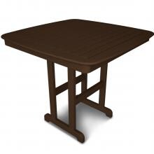 Nautical Mahogany Recycled Plastic Wood 44 Inch Square Patio Counter Height Bar Table By POLYWOOD