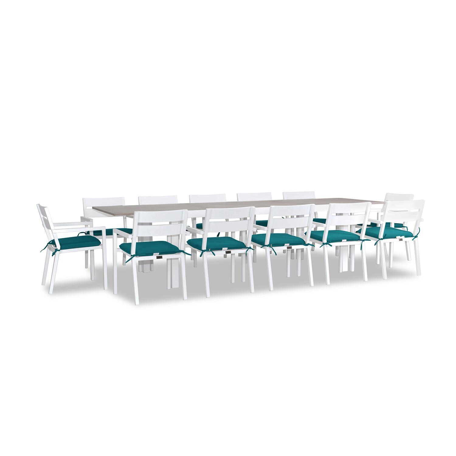 Calm Bay 13 Pc Extendable Dining Set in White/Spectrum Peacock by Lakeview - White Background 2 thumbnail