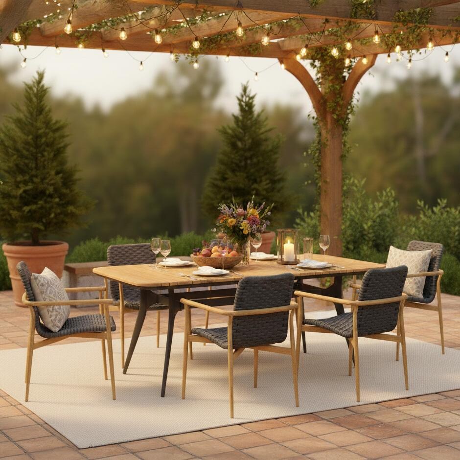 Dove Cay 7 Pc Aluminum Dining Set in Gray by Lakeview Outdoor Designs