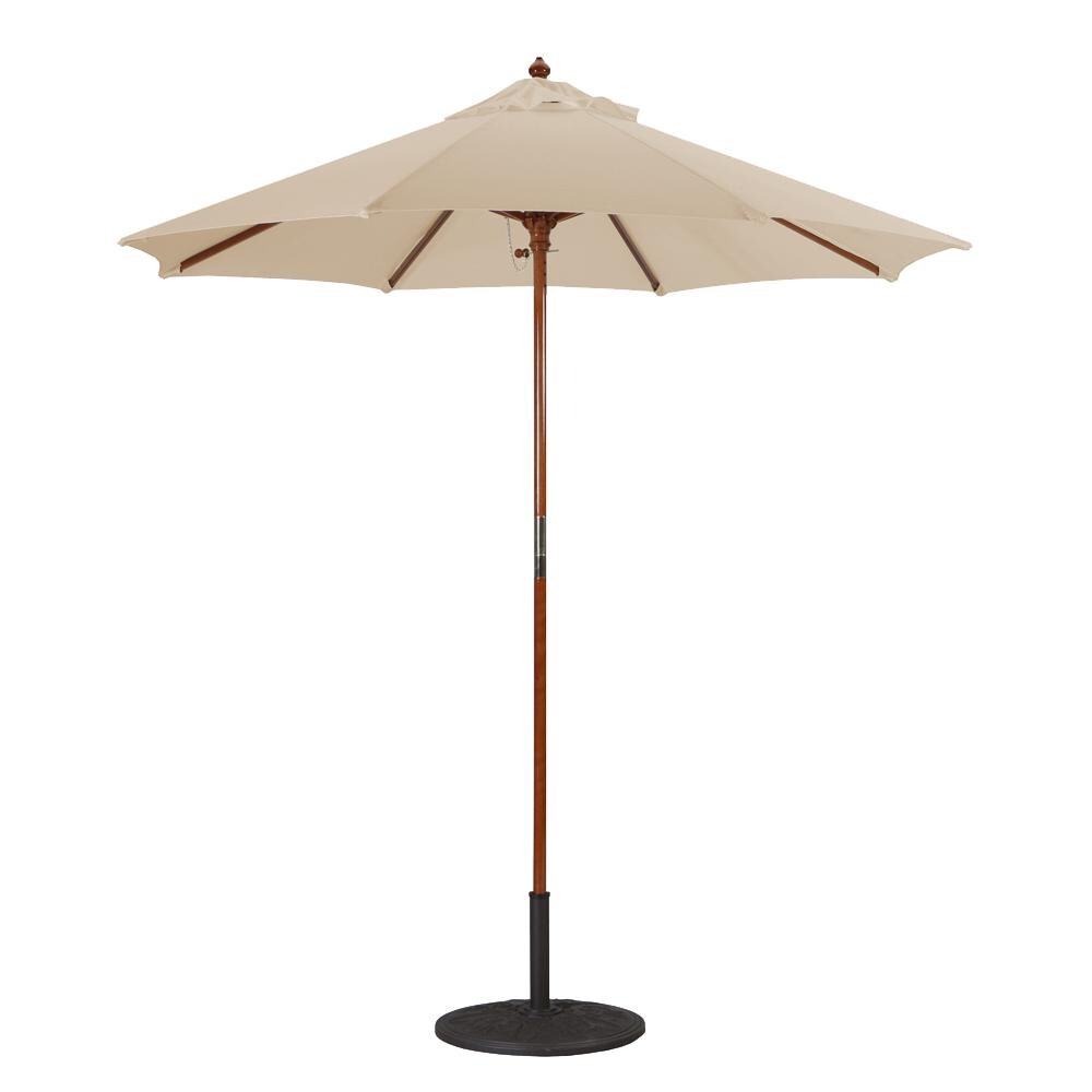 Galtech 7.5 Ft. Octagonal Wood Patio Umbrella W/ Manual Lift - Dark Wood Frame W/ Antique Beige Sunbrella Fabric (Umbrella Base Not Included) thumbnail