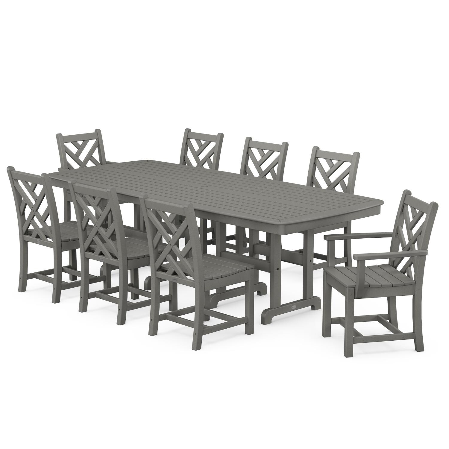 POLYWOOD Chippendale 9-Piece Dining Set - Slate Grey