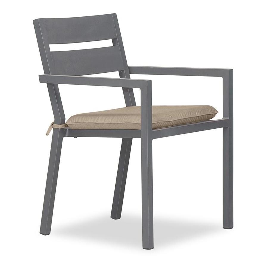 Calm Bay Aluminum Dining Arm Chair in Slate/Heather Beige by Lakeview Outdoor Designs - White Background thumbnail