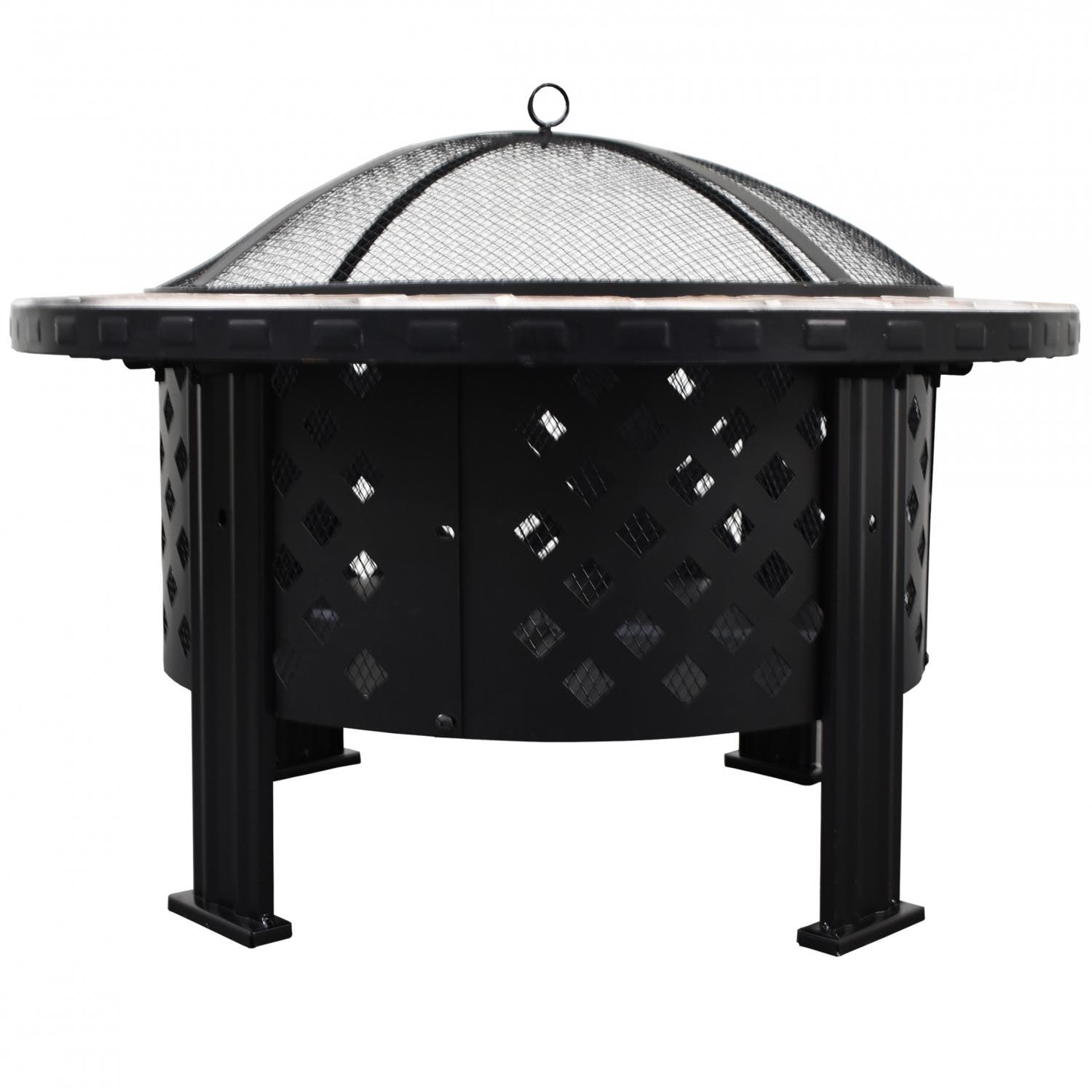 Astella 30 Inch Round Wood Burning Fire Pit Steel With Tile Astella 30 Inch Round Wood Burning Fire Pit Steel With Tile Fp300 Bbq Guys
