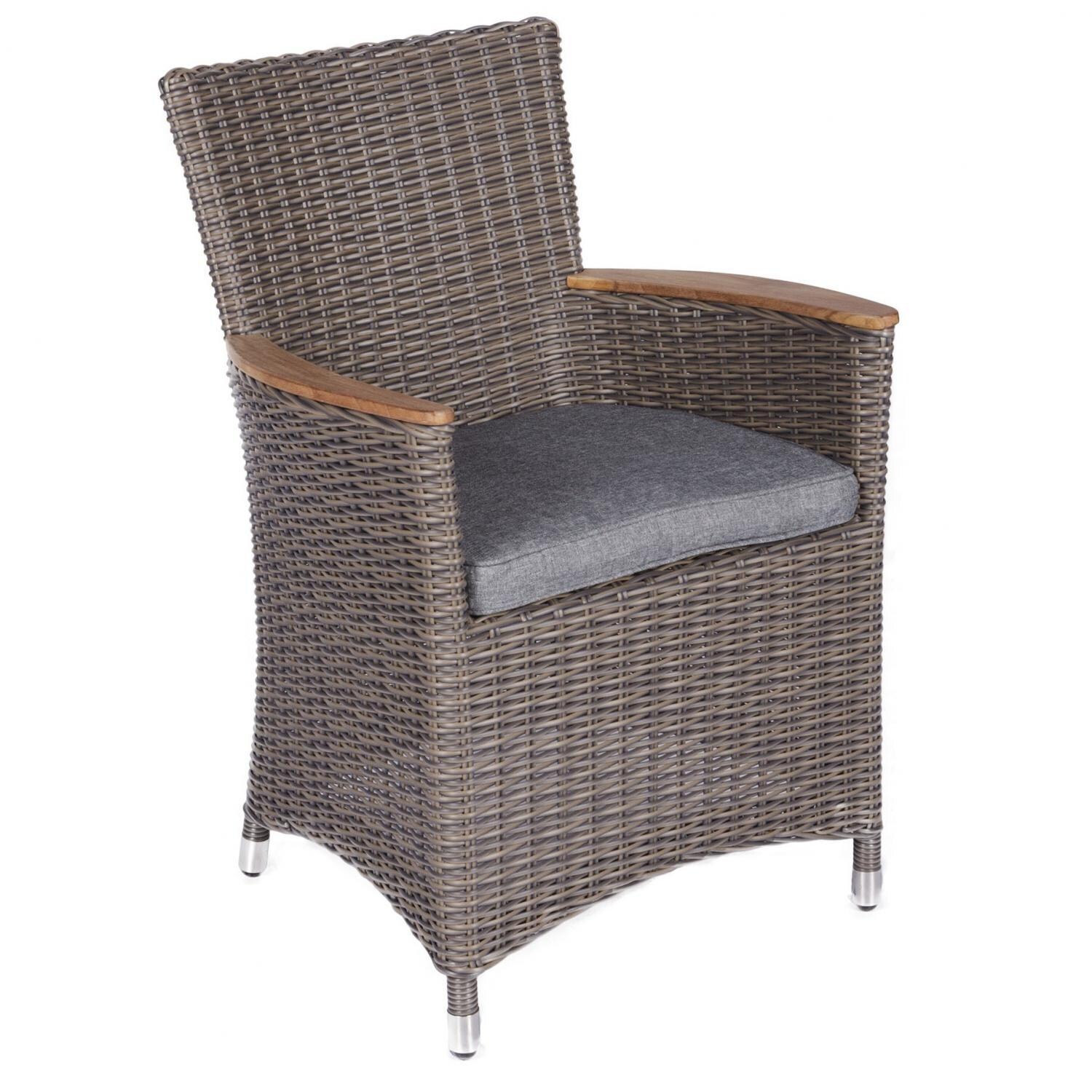 Royal Teak Collection Helena Wicker Patio Dining Chair - Gray Wicker / Gray Cushion thumbnail