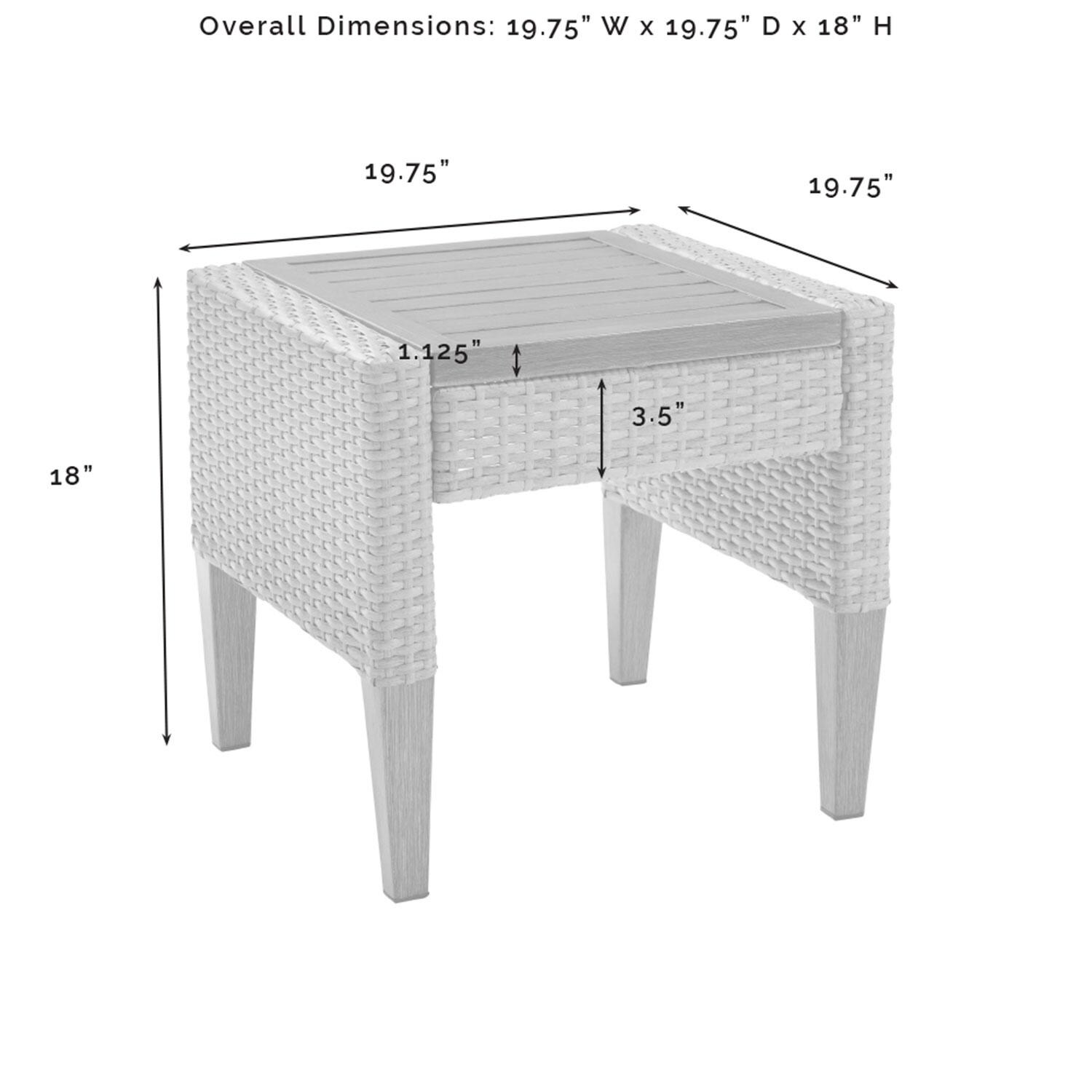 Ultimate Patio UP-92430BR-CR 5Pc Wicker Outdoor Sofa Patio Furniture Set in Creme - Middle Table Dimensions - Diagram thumbnail