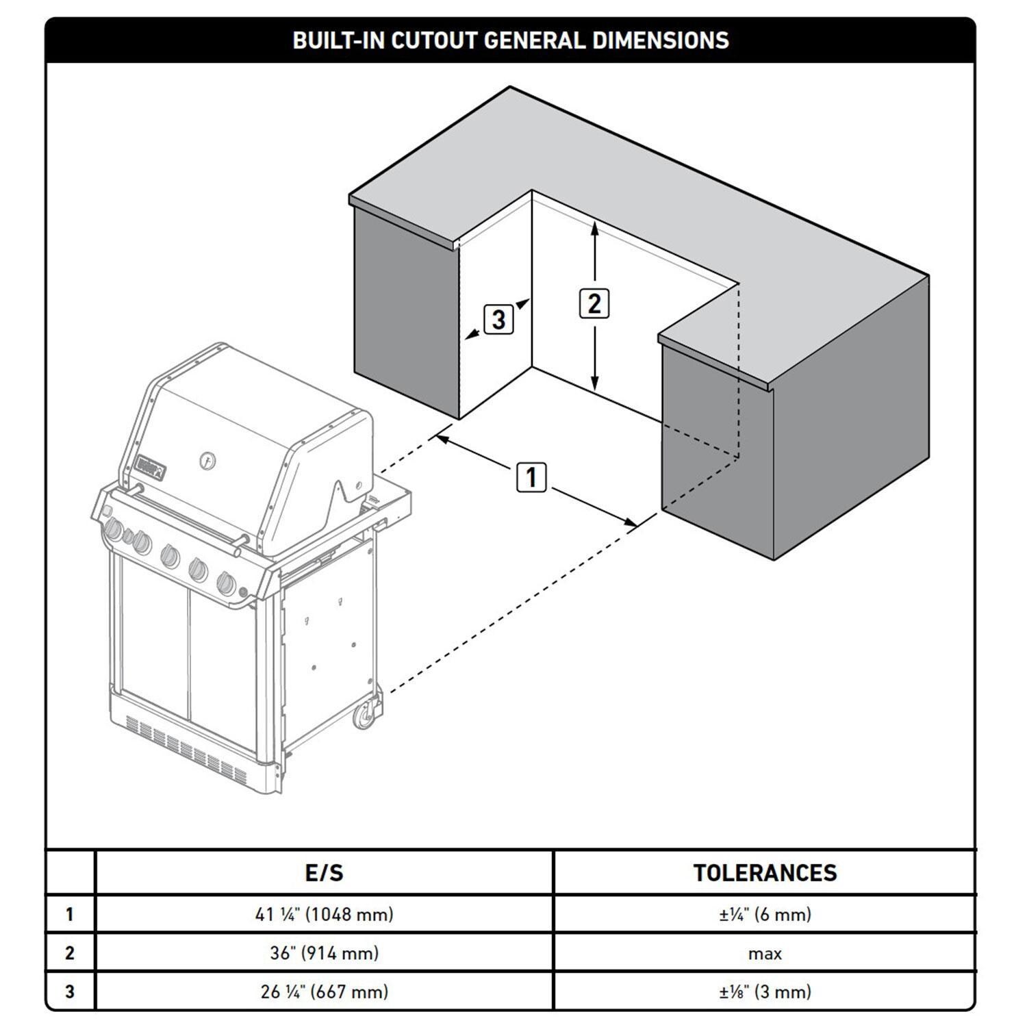 Weber Summit 1500043 SB38 S Built-In Natural Gas Grill - Dimensions - Diagram thumbnail